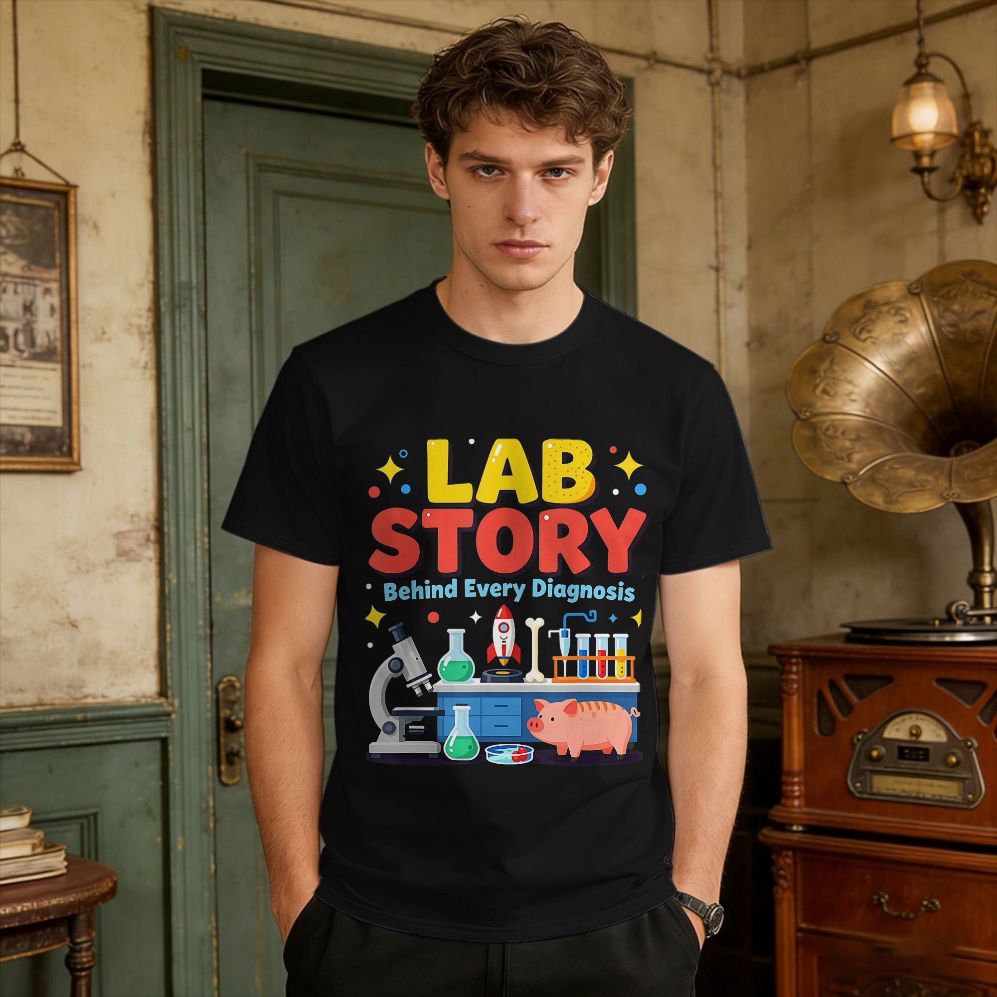 Medical Lab Technician - メンズ医療研究所技術者チームラボストーリーウィーク Tシャツ コットントップ Tシャツ 夏半袖 Tシャツ