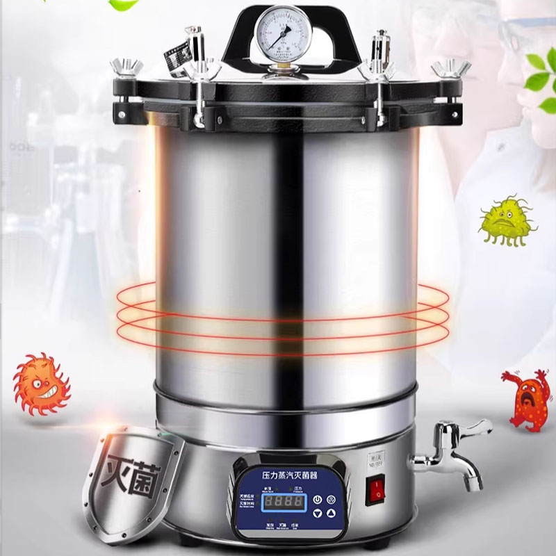 Medical Labs - 18/24L ポータブル高圧滅菌器ステンレス鋼蒸気滅菌ポット研究室医療自動消毒ポット