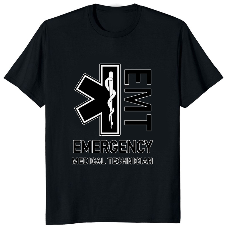 Medical Lab Technician - Emt緊急医療技術者のプリントTシャツ、emsパラメーター整形外科サービス、cpr最初のグラフィックTシャツ、カジュアルなストリートウェア