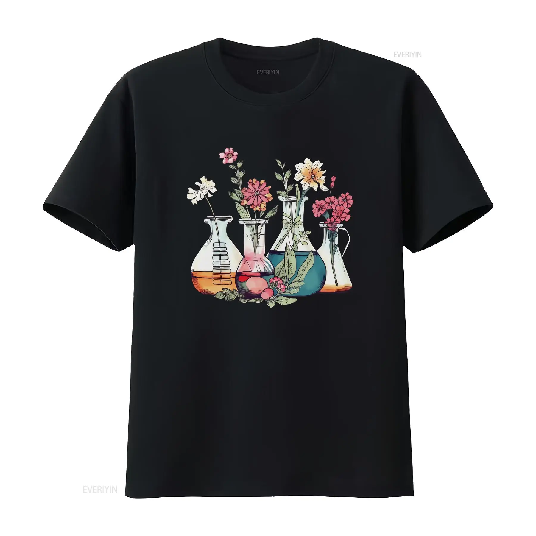 Medical Lab Technician - ラボ用Tシャツ 花柄ビーカー 化学研究所 科学者 化学者 医療技術者